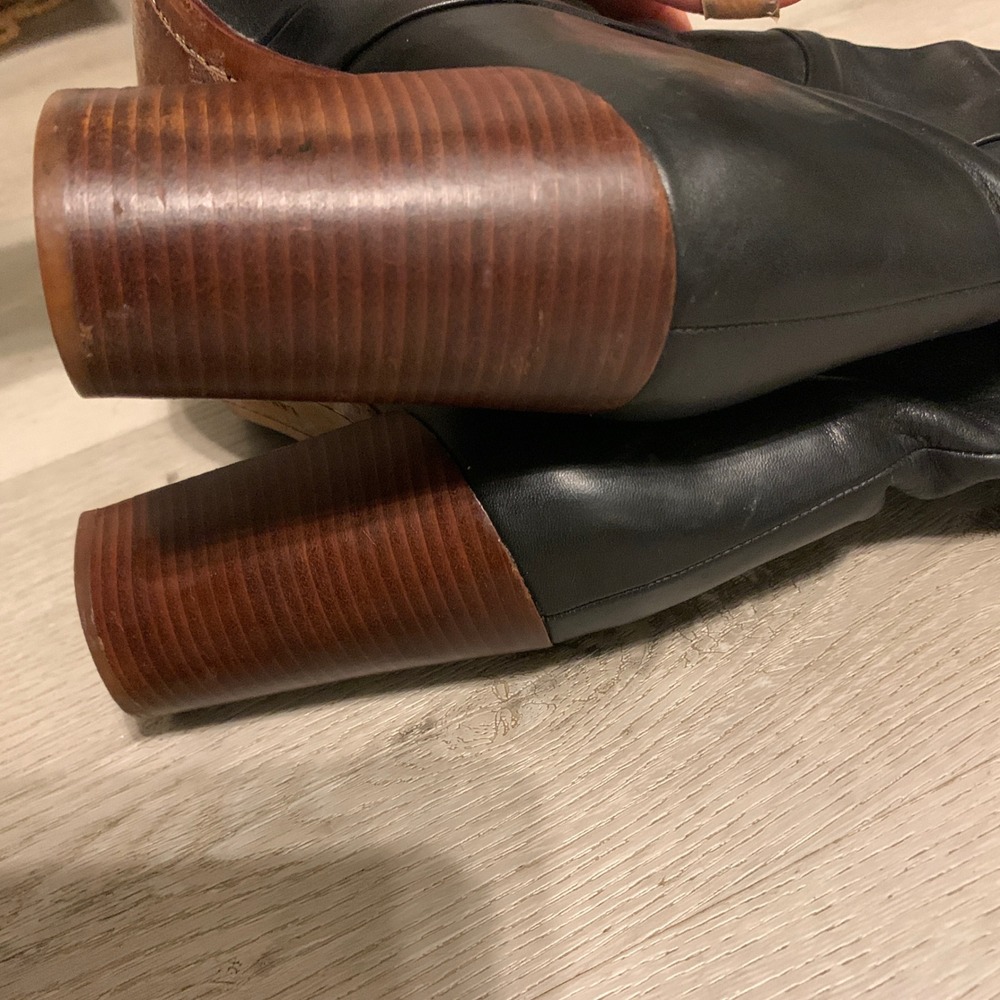 Land's End Women's Stanton‎ High Heel "Black" Leather Pull On Boots Size 7.5 B - Picture 7 of 14